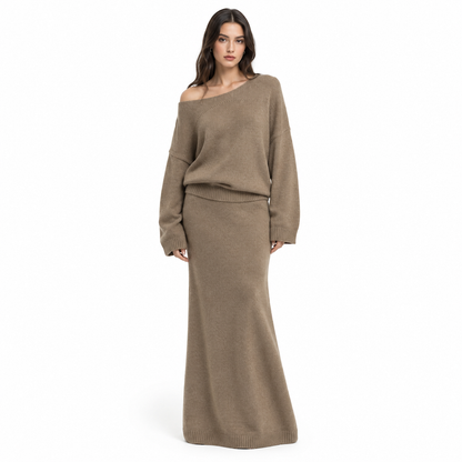 Ensemble deux pièces en maille pour femme, coupe décontractée