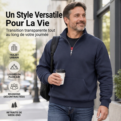 Sweat-shirt chaud à demi-zip pour hommes