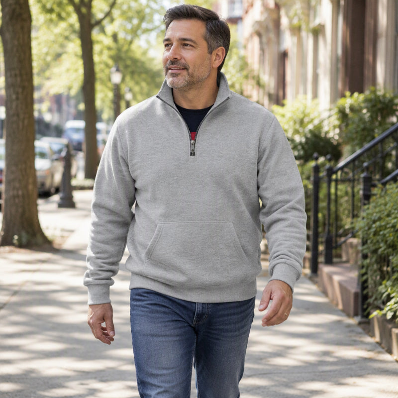 Sweat-shirt chaud à demi-zip pour hommes