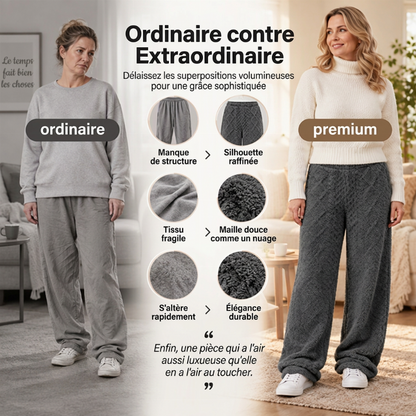 Pantalon de détente large texturé en peluche pour femme