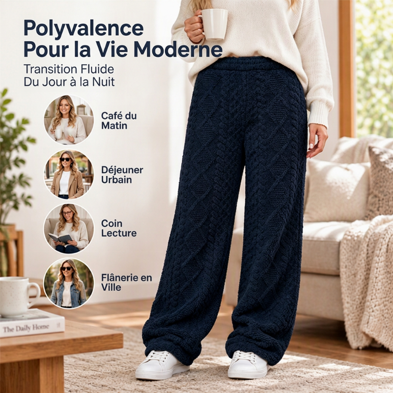 Pantalon de détente large texturé en peluche pour femme