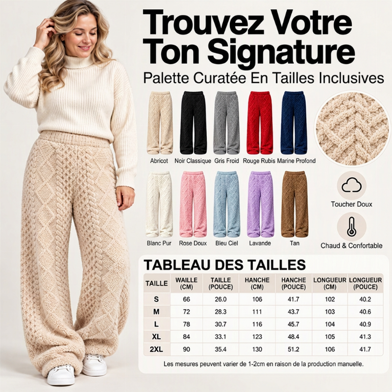Pantalon de détente large texturé en peluche pour femme