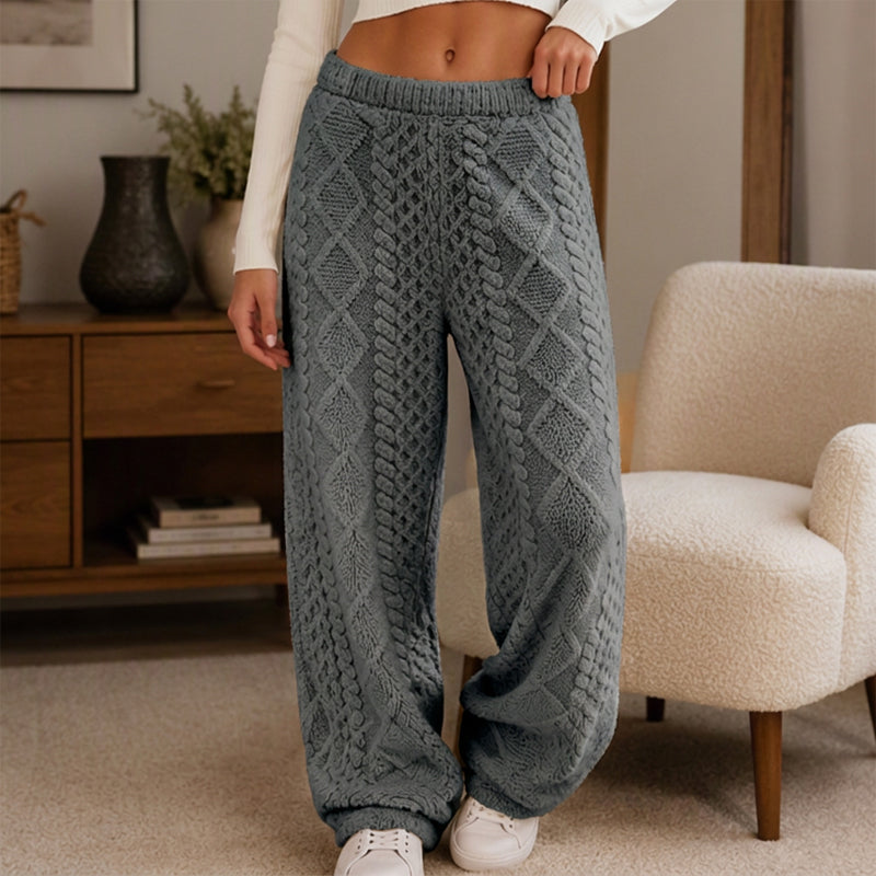Pantalon de détente large texturé en peluche pour femme