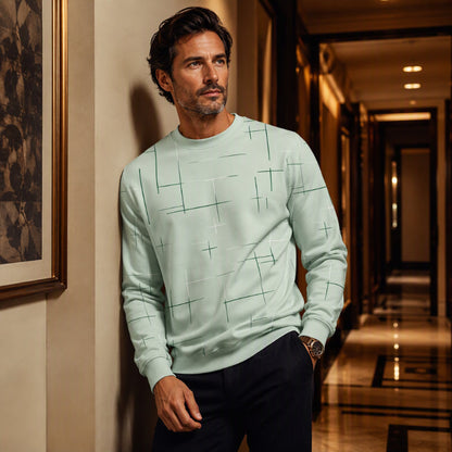 Sweat-shirt homme à col rond et imprimé lignes