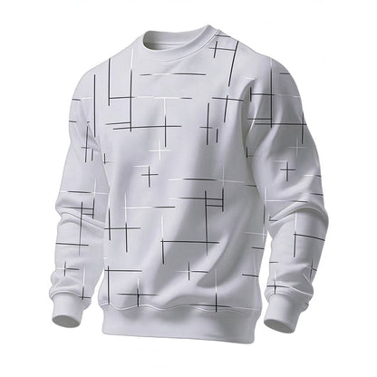 Sweat-shirt homme à col rond et imprimé lignes