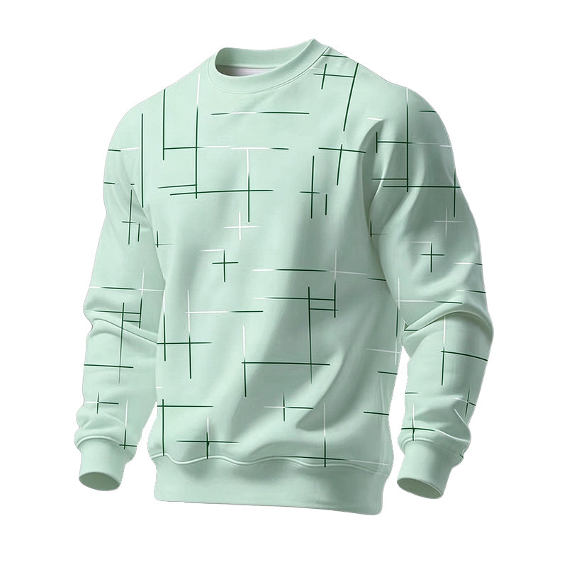 Sweat-shirt homme à col rond et imprimé lignes