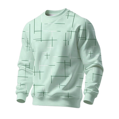 Sweat-shirt homme à col rond et imprimé lignes