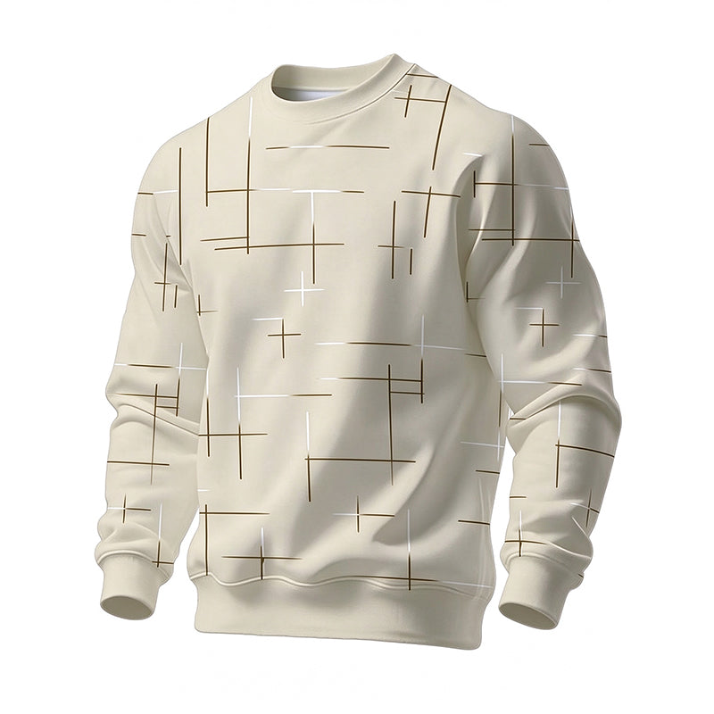 Sweat-shirt homme à col rond et imprimé lignes