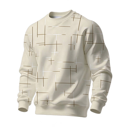 Sweat-shirt homme à col rond et imprimé lignes