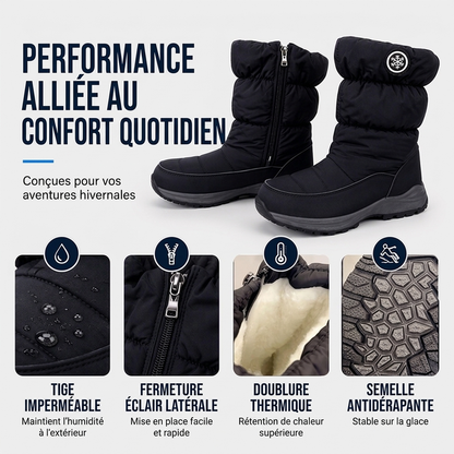 Bottes de neige d'hiver mi-mollet antidérapantes pour femmes