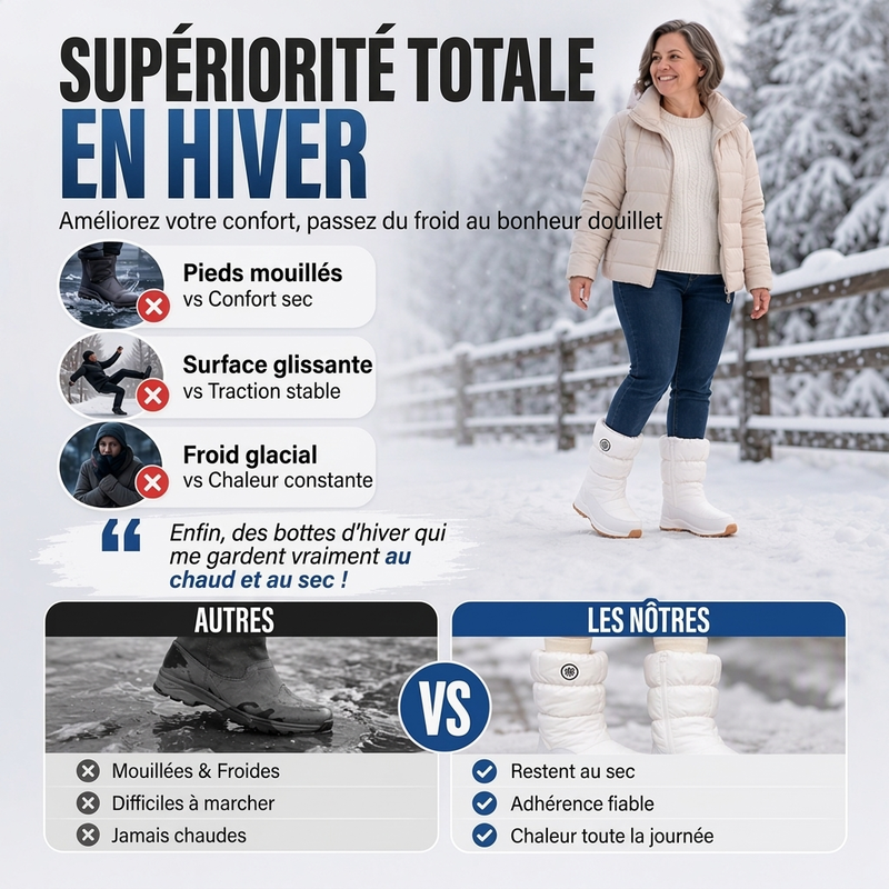 Bottes de neige d'hiver mi-mollet antidérapantes pour femmes