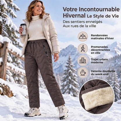 Pantalon d'hiver épais pour femme, doublé de peluche