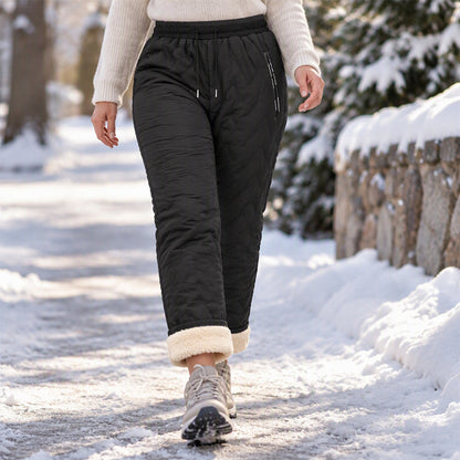 Pantalon d'hiver épais pour femme, doublé de peluche