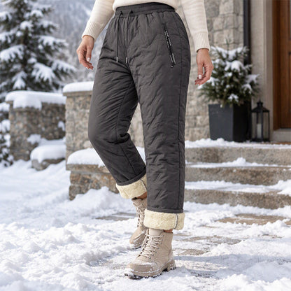 Pantalon d'hiver épais pour femme, doublé de peluche