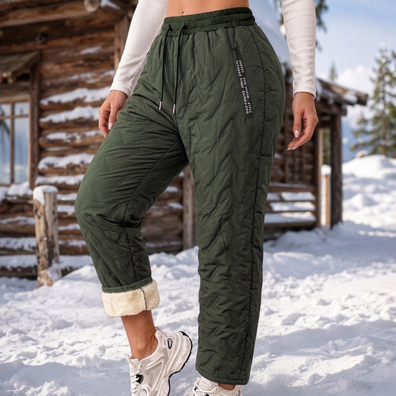 Pantalon d'hiver épais pour femme, doublé de peluche