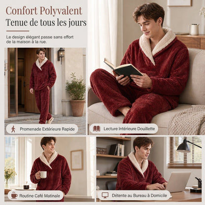 Ensemble pyjama sherpa épais et chaud pour homme et femme