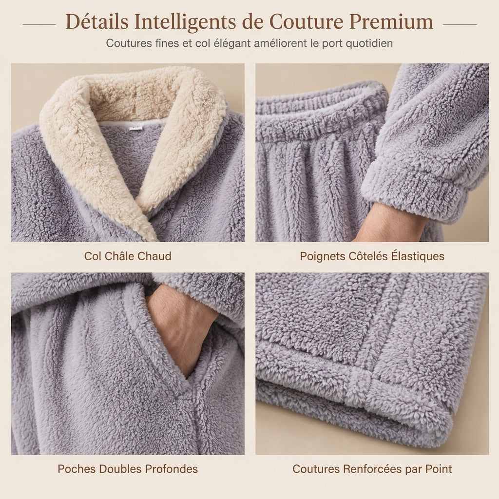 Ensemble pyjama sherpa épais et chaud pour homme et femme