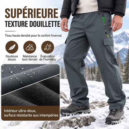 Pantalon cargo imperméable et doublure pelucheuse pour homme