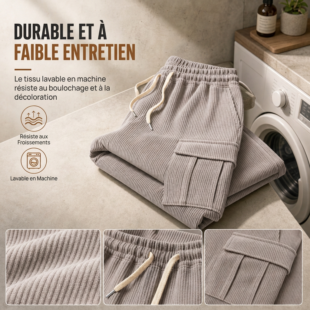 Pantalon cargo en velours côtelé à plusieurs poches pour hommes