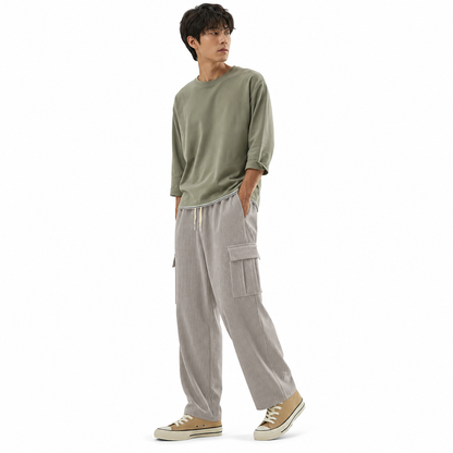 Pantalon cargo en velours côtelé à plusieurs poches pour hommes