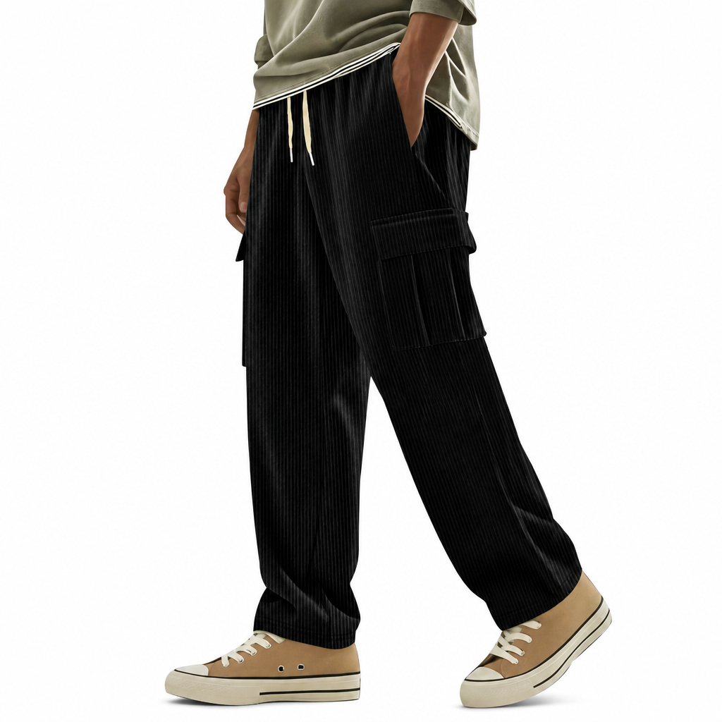 Pantalon cargo en velours côtelé à plusieurs poches pour hommes