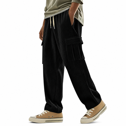 Pantalon cargo en velours côtelé à plusieurs poches pour hommes