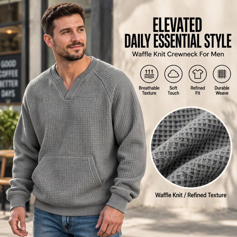 Sweat-shirt décontracté en maille gaufrée pour homme