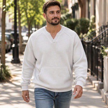 Sweat-shirt décontracté en maille gaufrée pour homme