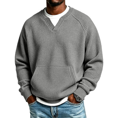 Sweat-shirt décontracté en maille gaufrée pour homme
