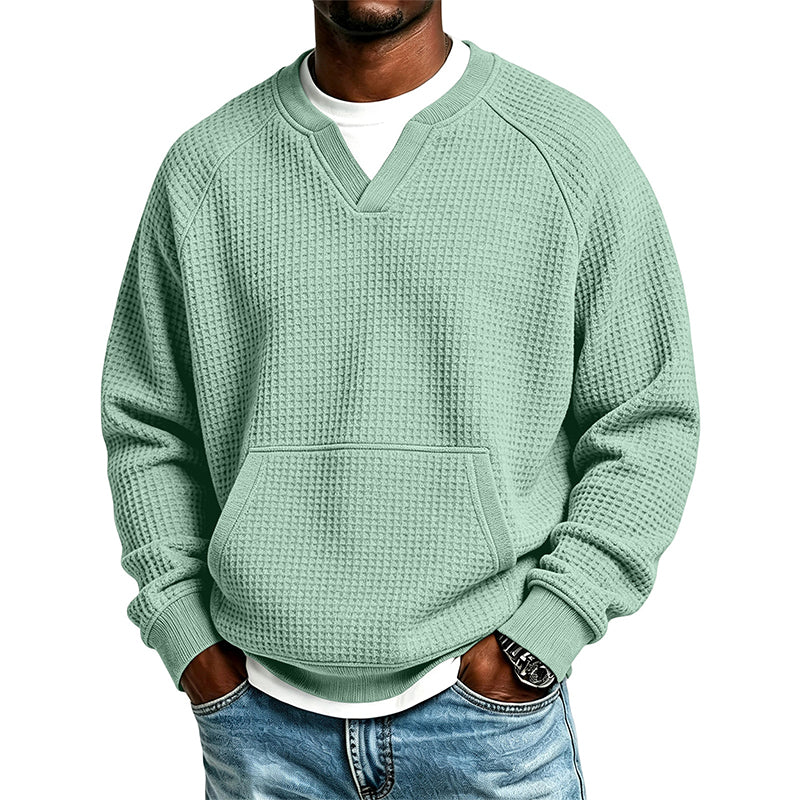 Sweat-shirt décontracté en maille gaufrée pour homme