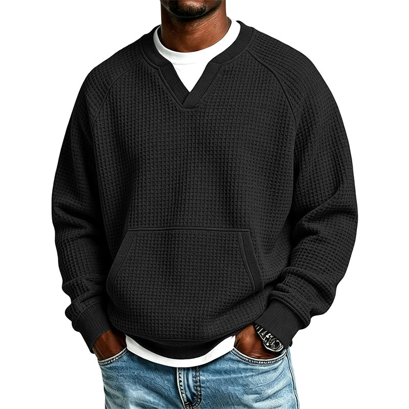 Sweat-shirt décontracté en maille gaufrée pour homme