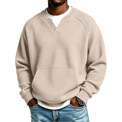 Sweat-shirt décontracté en maille gaufrée pour homme