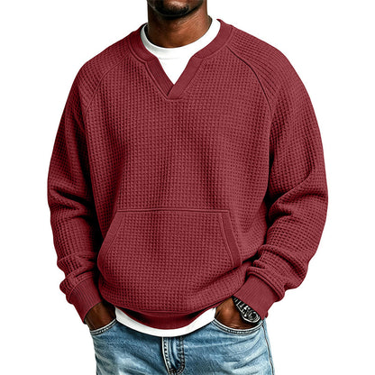 Sweat-shirt décontracté en maille gaufrée pour homme