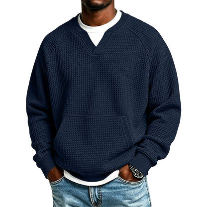 Sweat-shirt décontracté en maille gaufrée pour homme