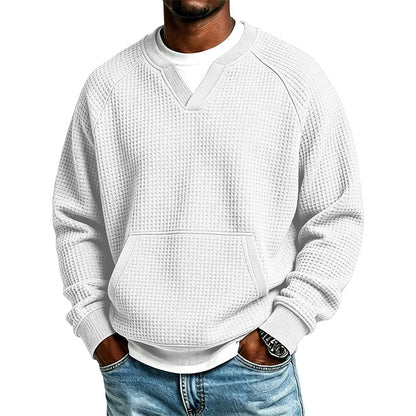 Sweat-shirt décontracté en maille gaufrée pour homme