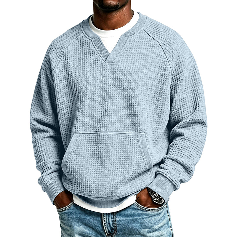 Sweat-shirt décontracté en maille gaufrée pour homme