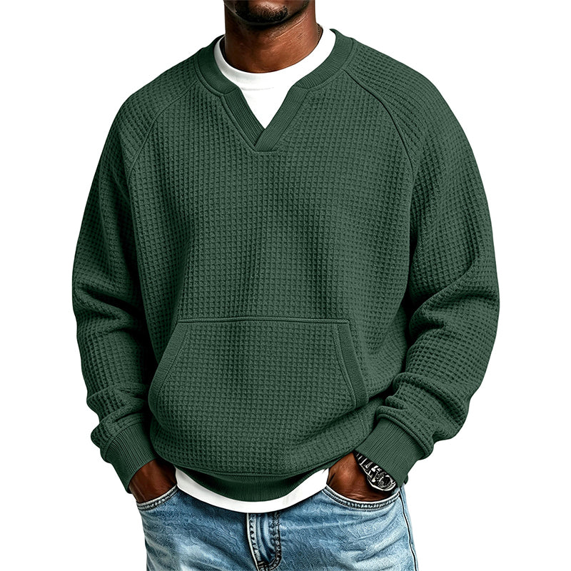 Sweat-shirt décontracté en maille gaufrée pour homme