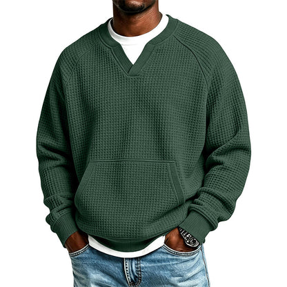Sweat-shirt décontracté en maille gaufrée pour homme