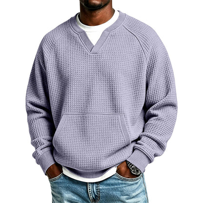Sweat-shirt décontracté en maille gaufrée pour homme