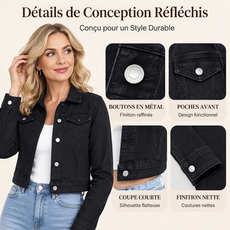 Veste en denim courte classique pour femme