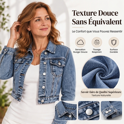 Veste en denim courte classique pour femme