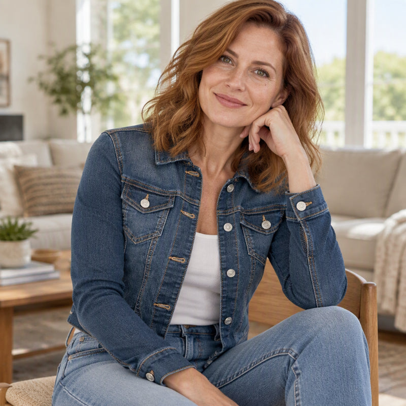 Veste en denim courte classique pour femme