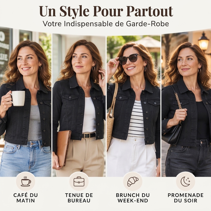 Veste en denim courte classique pour femme