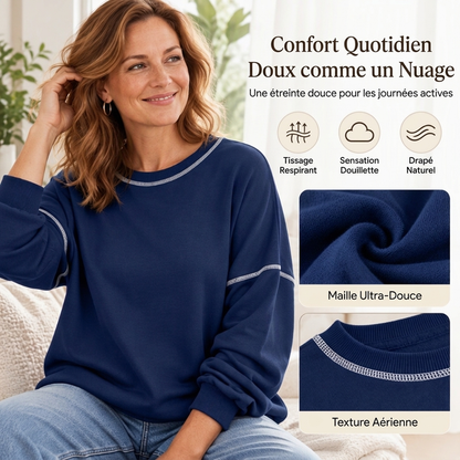 Pull à col rond décontracté et ample pour femme