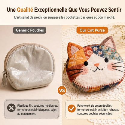 Mignon petit portemonnaie pour chats Patchwork et porte-cartes portable, petit sac créatif pour filles