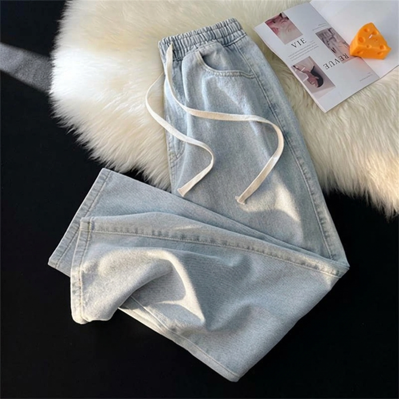 Jeans en denim droit pour femme, doublure chaude