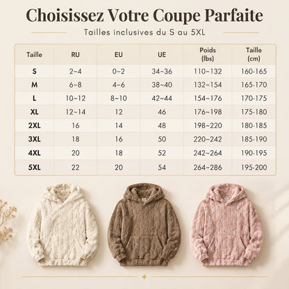 Pull à capuche en peluche jacquard ample pour femme, pour l'automne et l'hiver