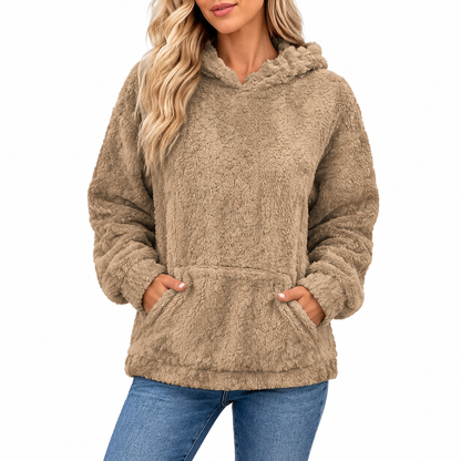 Pull à capuche en peluche jacquard ample pour femme, pour l'automne et l'hiver