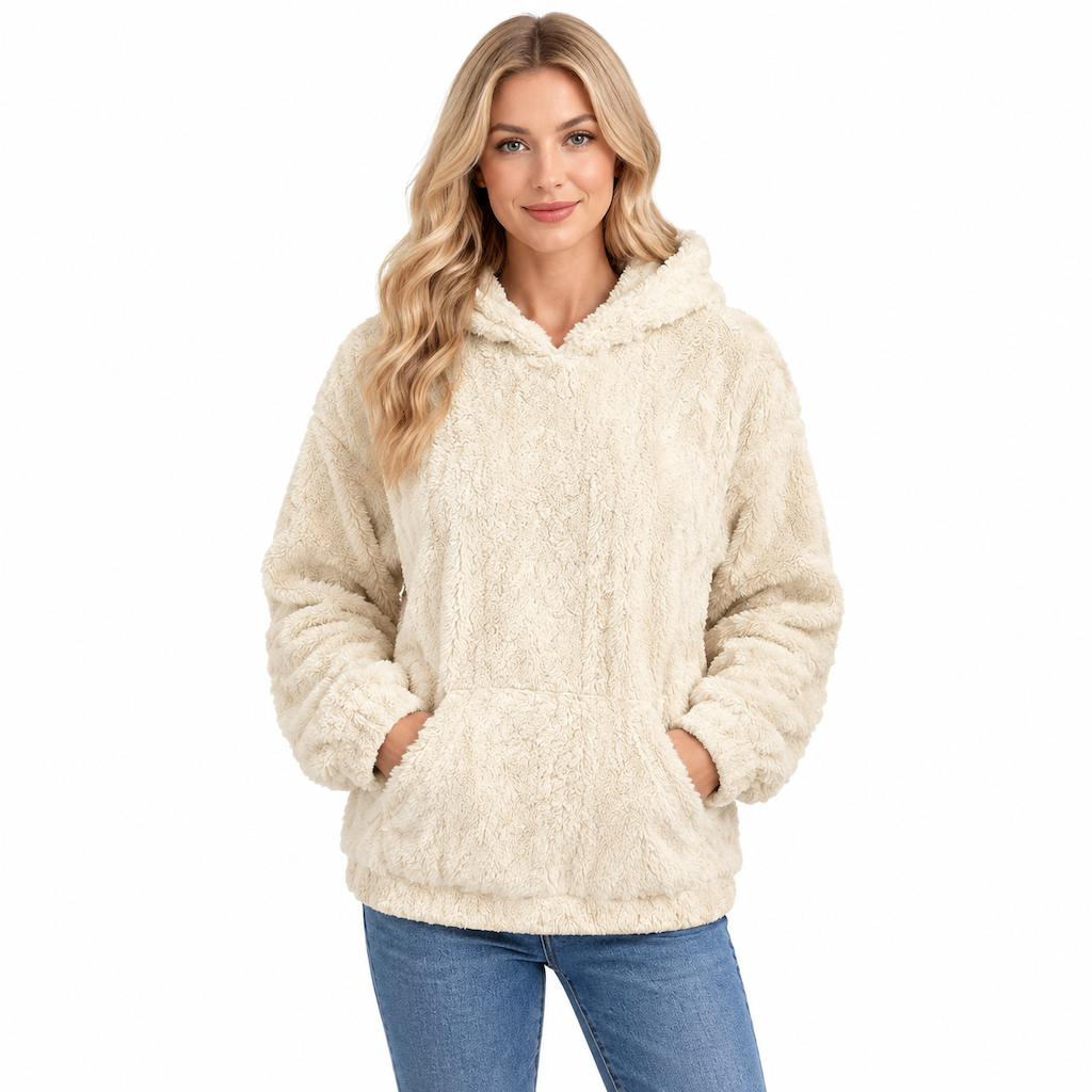Pull à capuche en peluche jacquard ample pour femme, pour l'automne et l'hiver