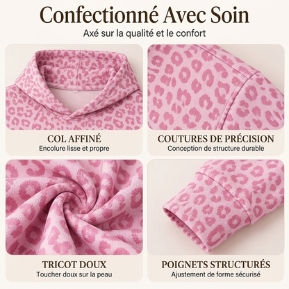 Sweat-shirt décontracté à imprimé léopard pour femme